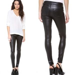 NWT J Brand Coated Super Skinny Faux Leather Jeans Black, size 26